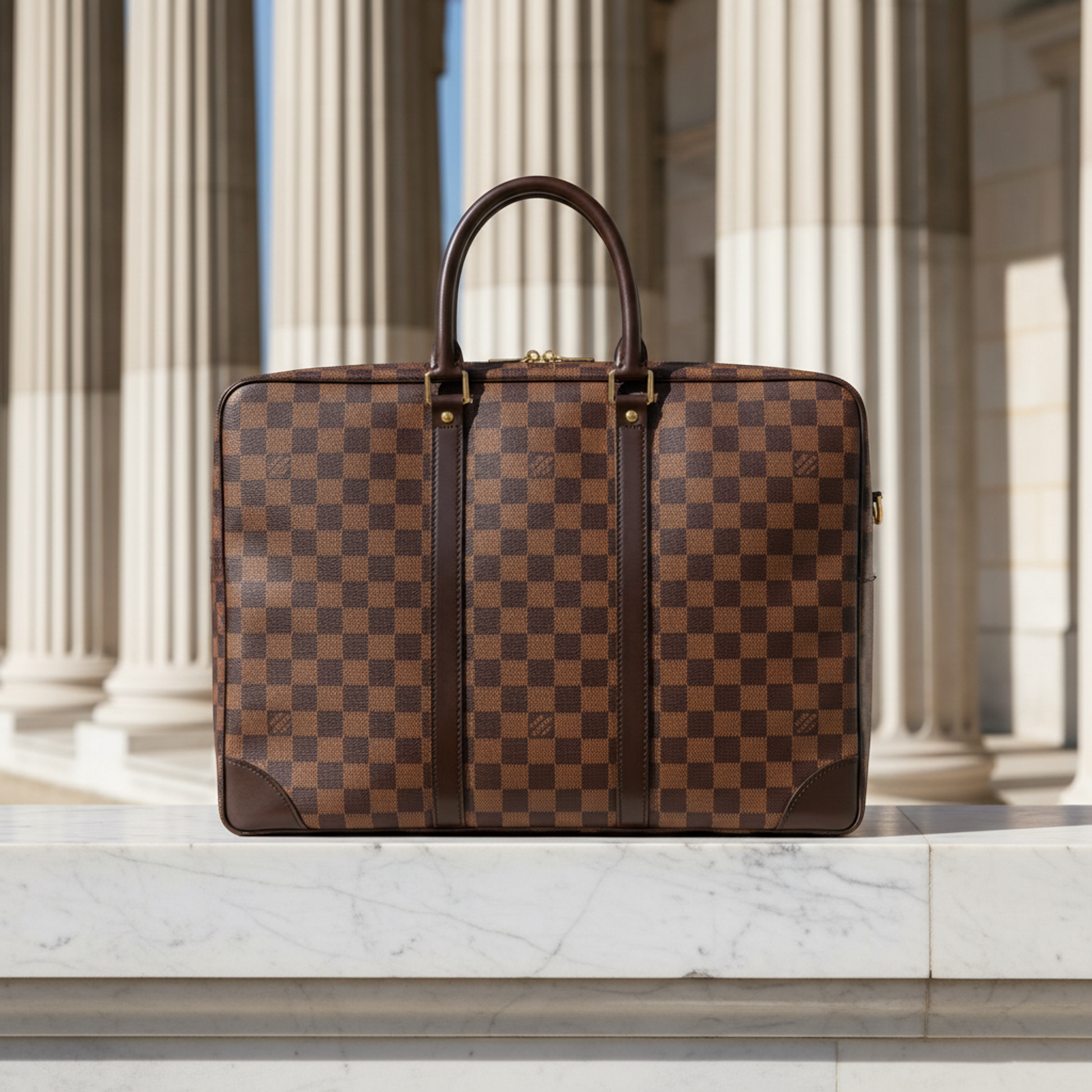 Louis Vuitton Damier Voyage Document Bag N41124 Men's Briefcase,Document Case Damier Canvas