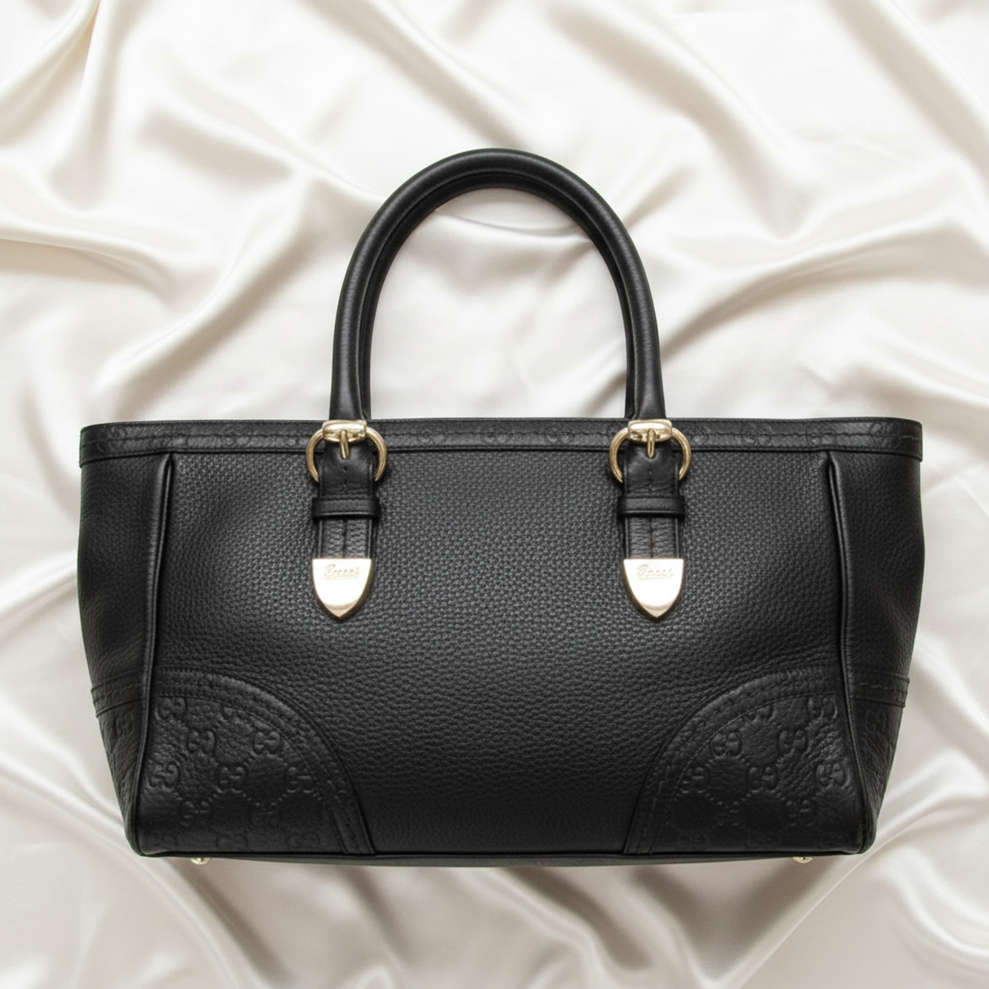 Gucci Guccissima 185566 Women's Leather Tote Bag Black