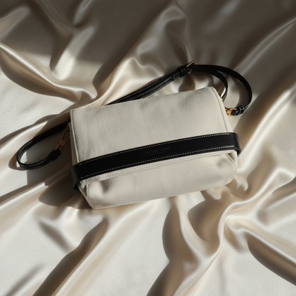 Bottega Veneta Women's Leather,Canvas Shoulder Bag Beige,Black