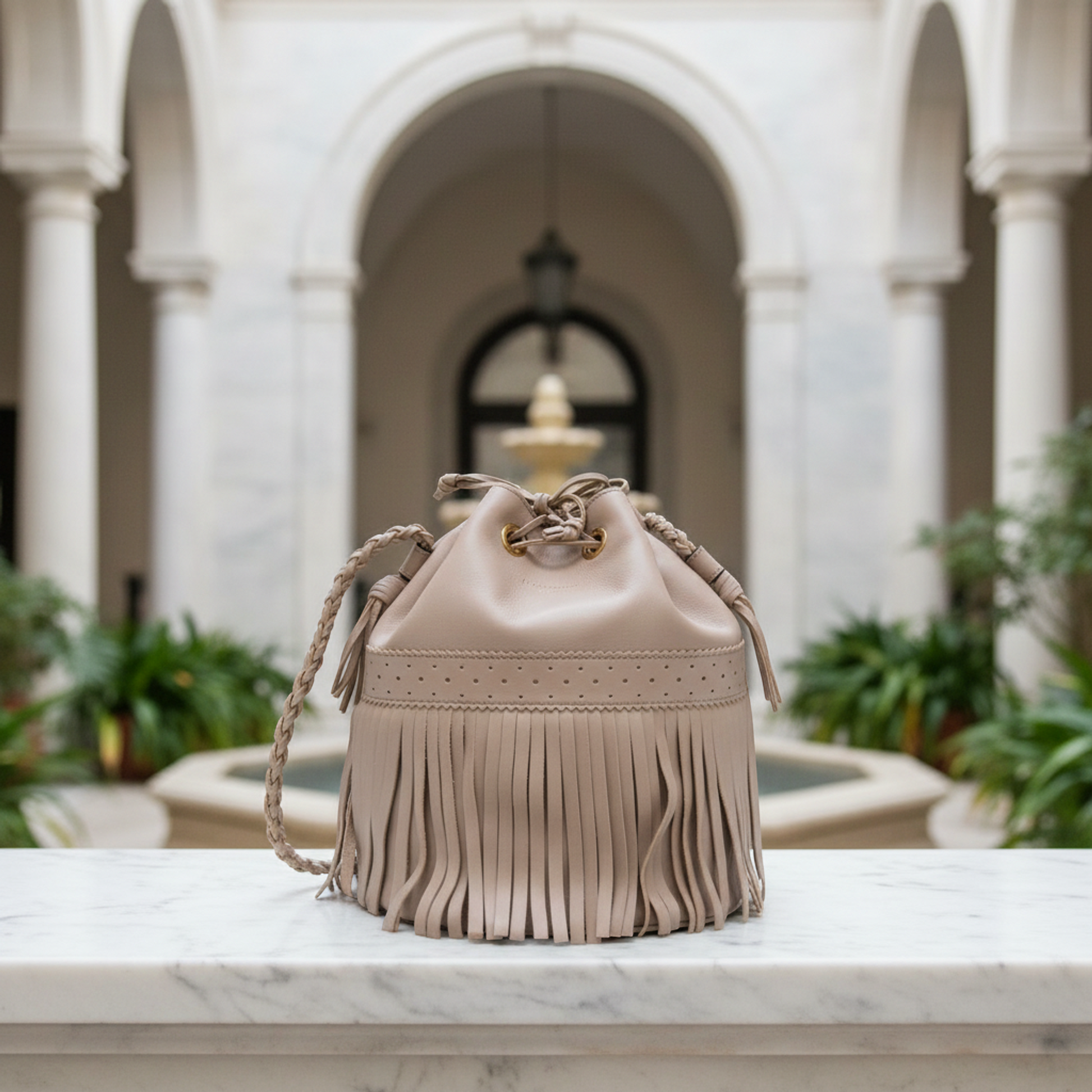 J&M Davidson Carnival L Women's Leather Shoulder Bag Pink Beige