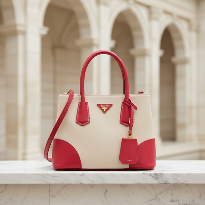 Prada BN2887 Women's Leather,Canvas Handbag,Shoulder Bag Beige,Fuoco