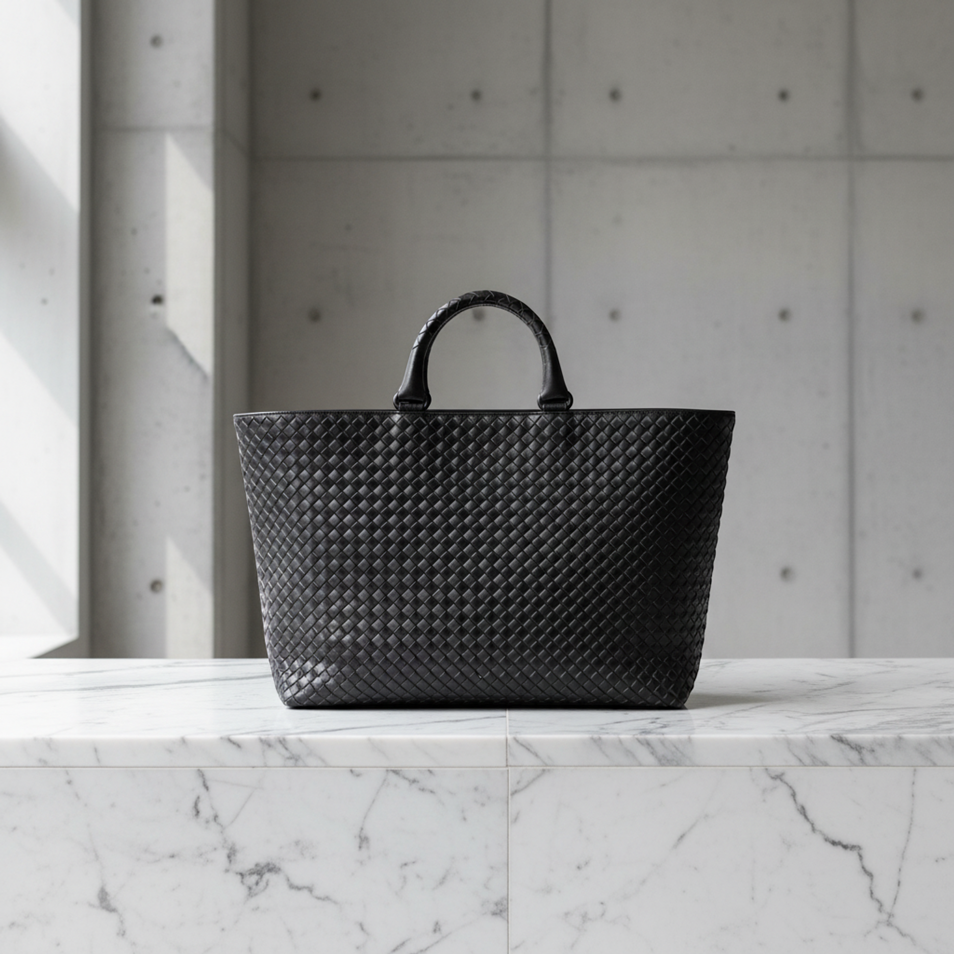 Bottega Veneta Intrecciato Leather Handbag Black
