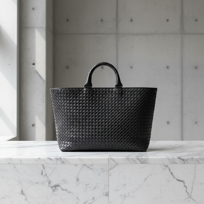 Bottega Veneta Intrecciato Leather Handbag Black