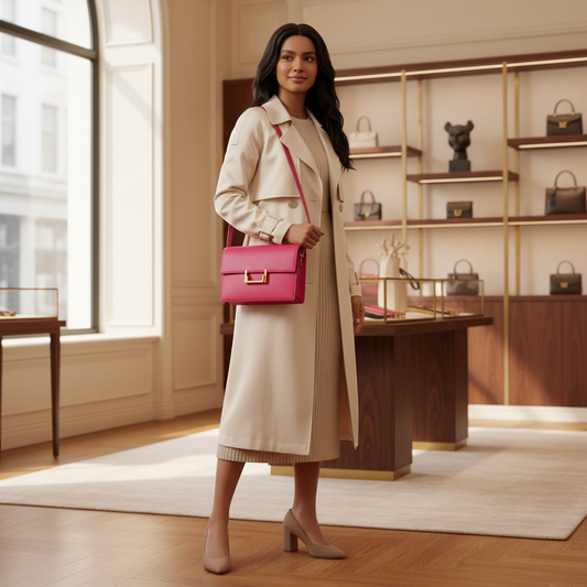 Saint Laurent 318025 Women's Leather Shoulder Bag Pink