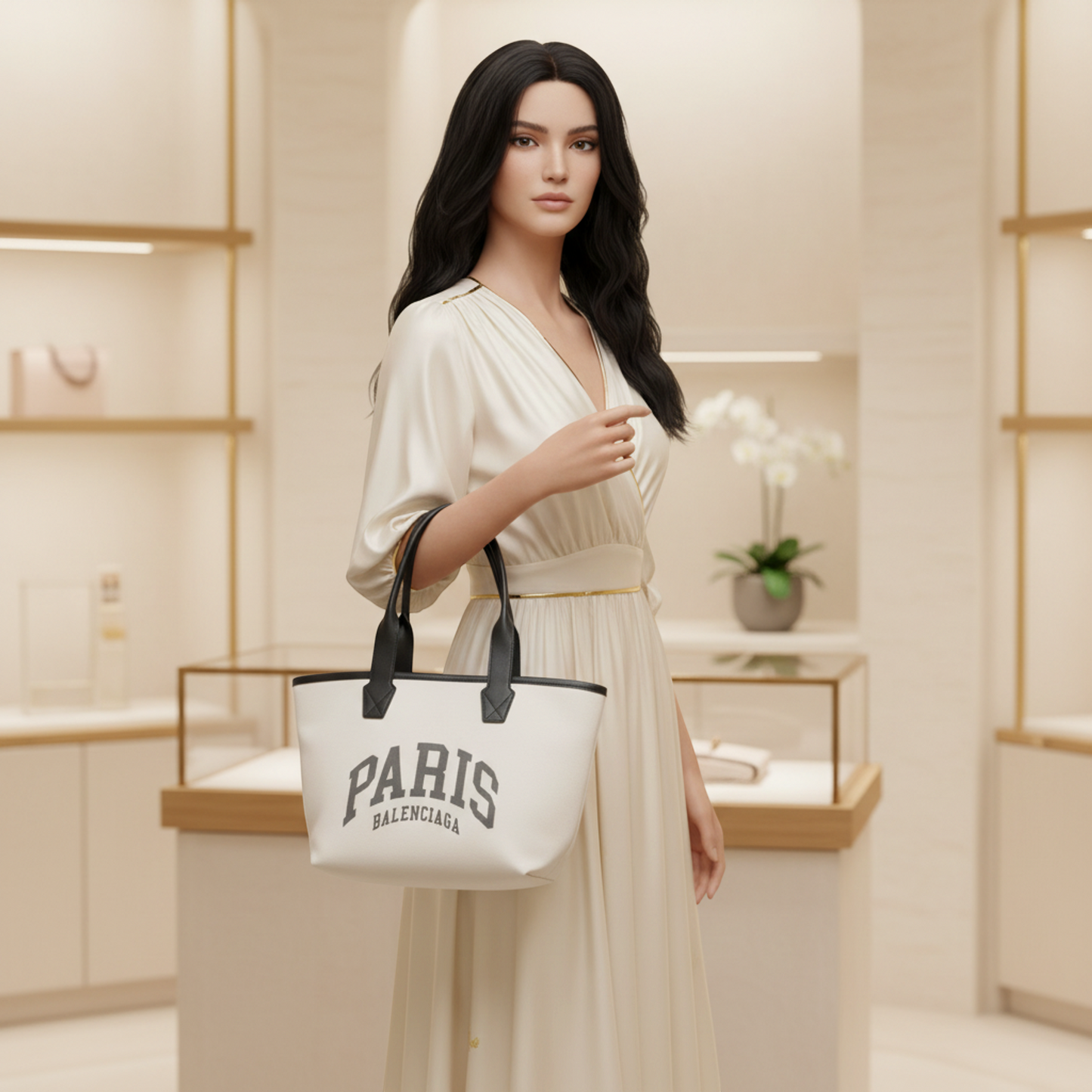 Balenciaga Jumbo Small 692068 Women,Men Canvas,Leather Tote Bag Black,Off-white