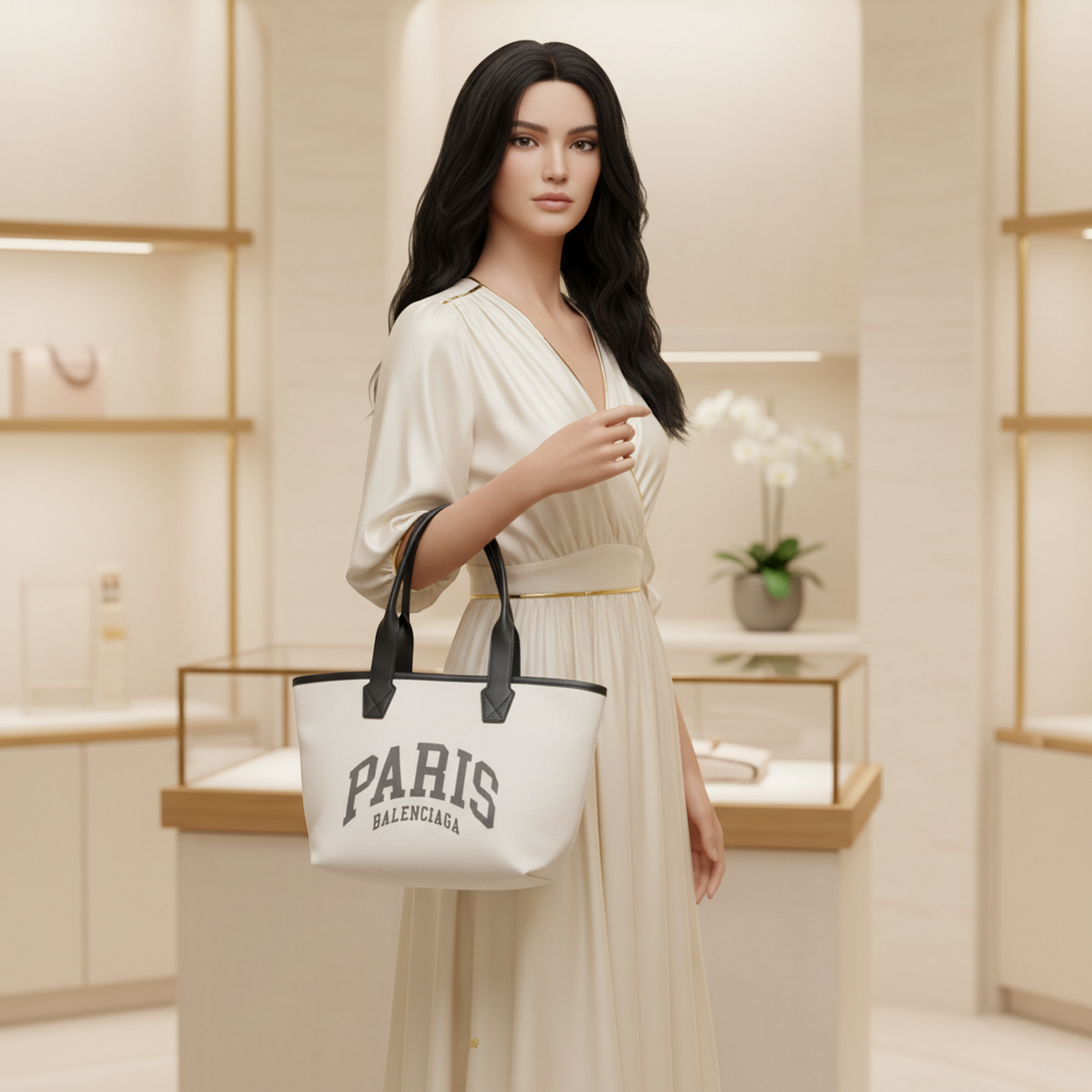 Balenciaga Jumbo Small 692068 Women,Men Canvas,Leather Tote Bag Black,Off-white
