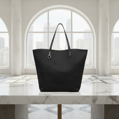 Salvatore Ferragamo Gancini AU 21 A837 Women's Leather,Nylon Tote Bag Black