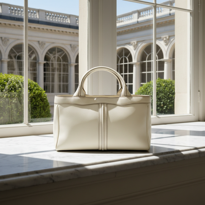 Valextra V5U41 J Bag Women's Leather Handbag Off-white