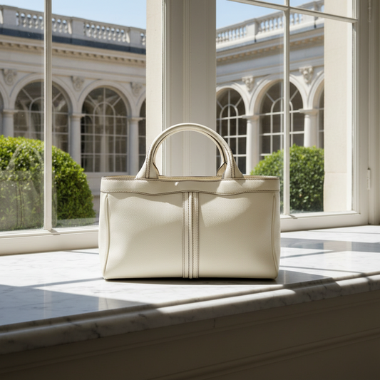Valextra V5U41 J Bag Women's Leather Handbag Off-white