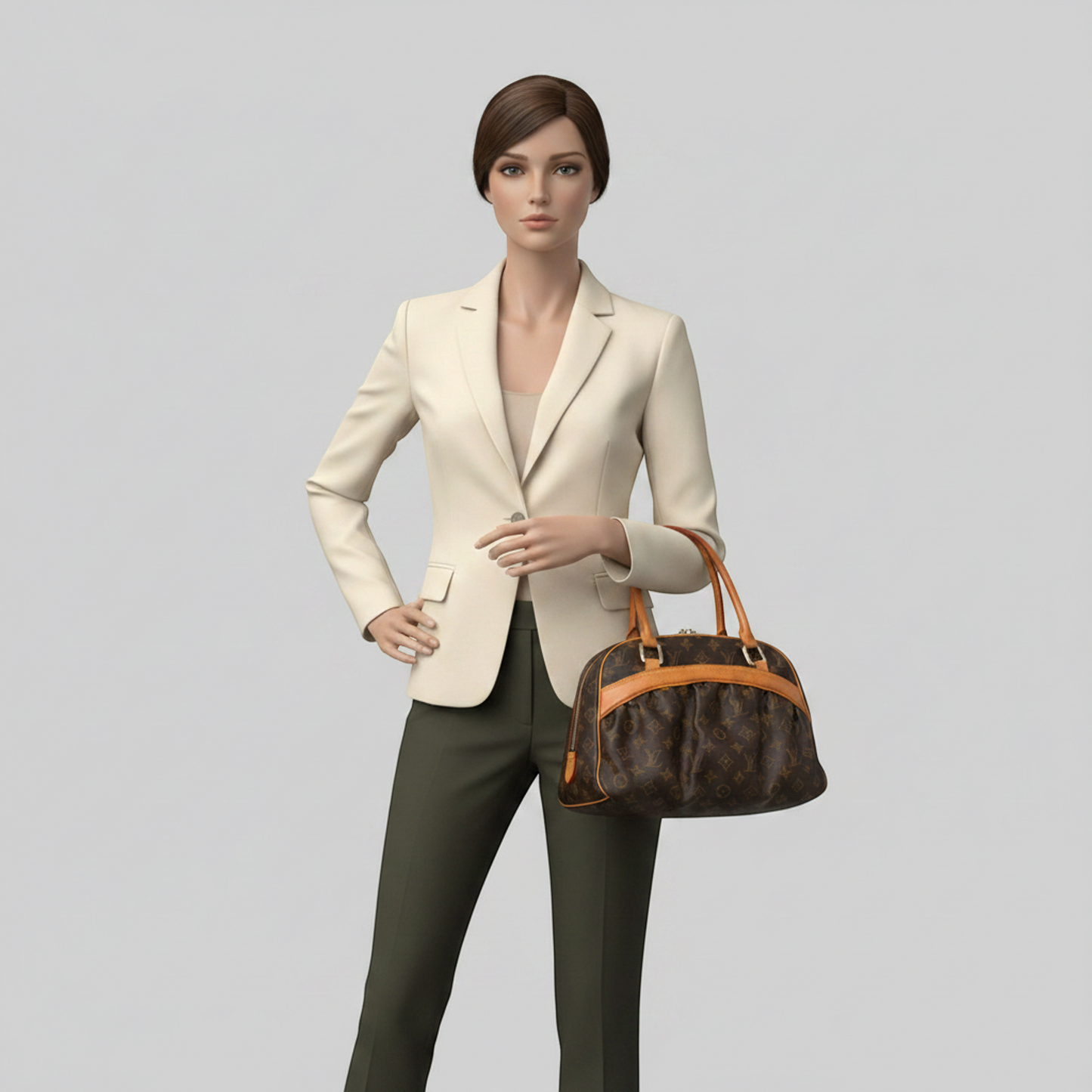 Louis Vuitton Monogram Mitzi M40058 Men,Women Boston Bag Brown