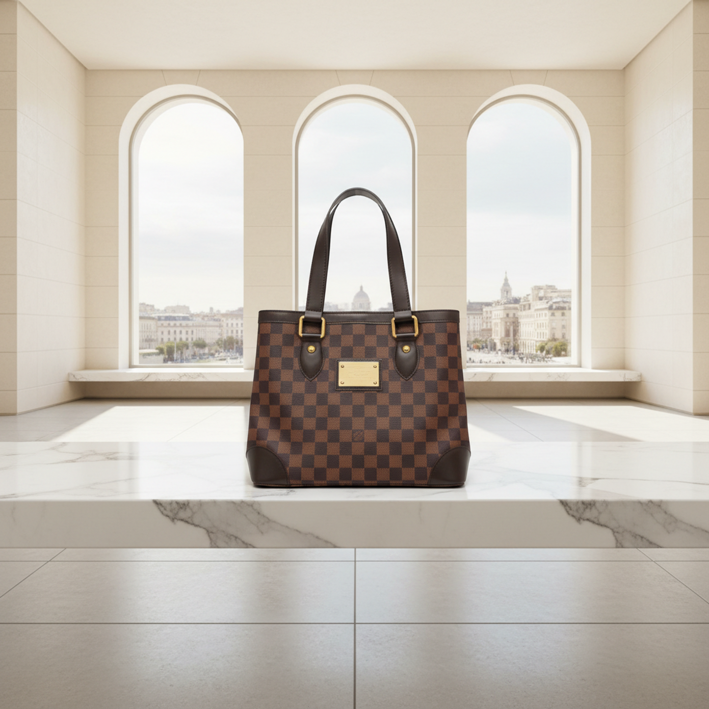 Louis Vuitton Damier Hampstead PM N51205 Women's Handbag Ebene
