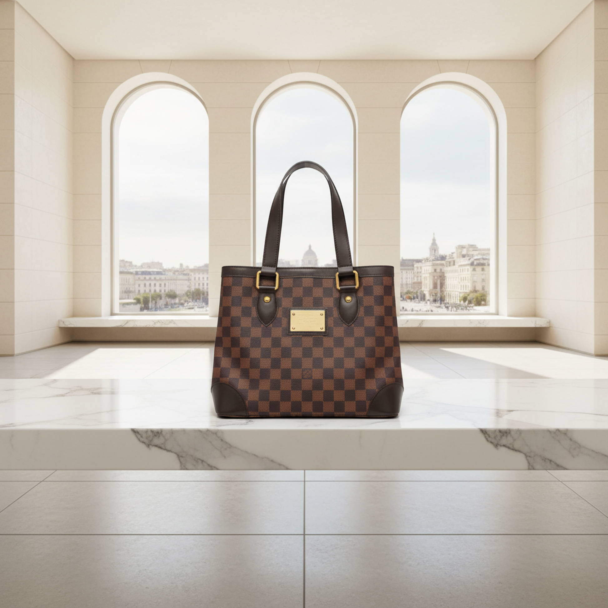 Louis Vuitton Damier Hampstead PM N51205 Women's Handbag Ebene