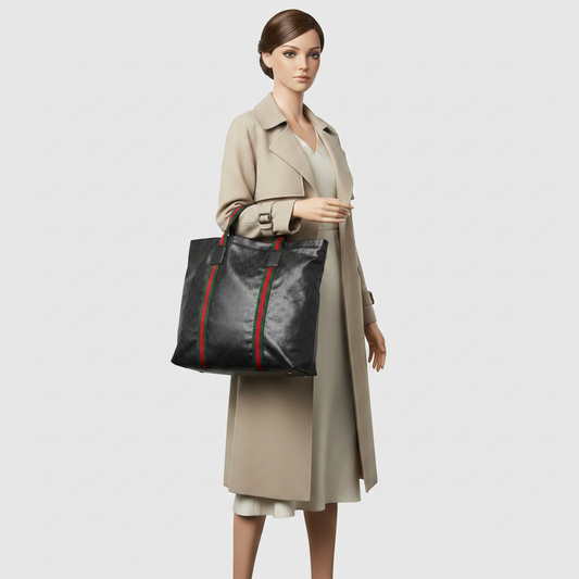 Gucci GG Crystal Large Tote Bag With Web Detail 763287 Men,Women GG Crystal Handbag,Tote Bag Black