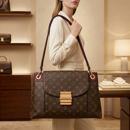 Louis Vuitton Monogram Olympe M40816 Women's Handbag Aurore,Brown