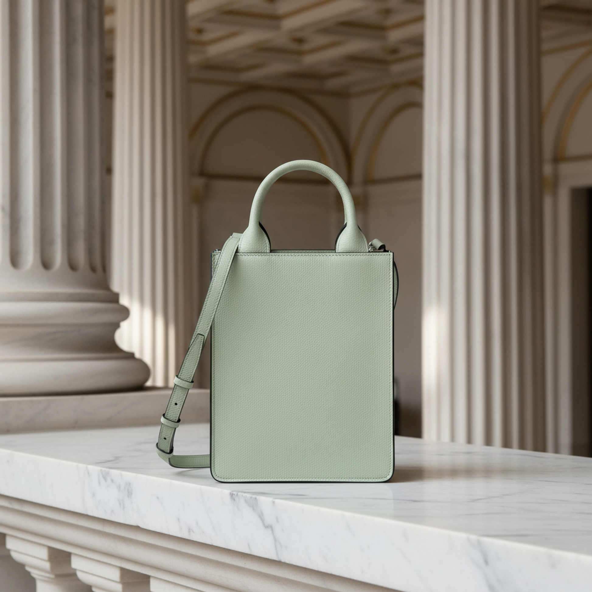Valextra Boxy Micro WBBX0037028LRL99VN Women's Leather Handbag,Shoulder Bag Light Green
