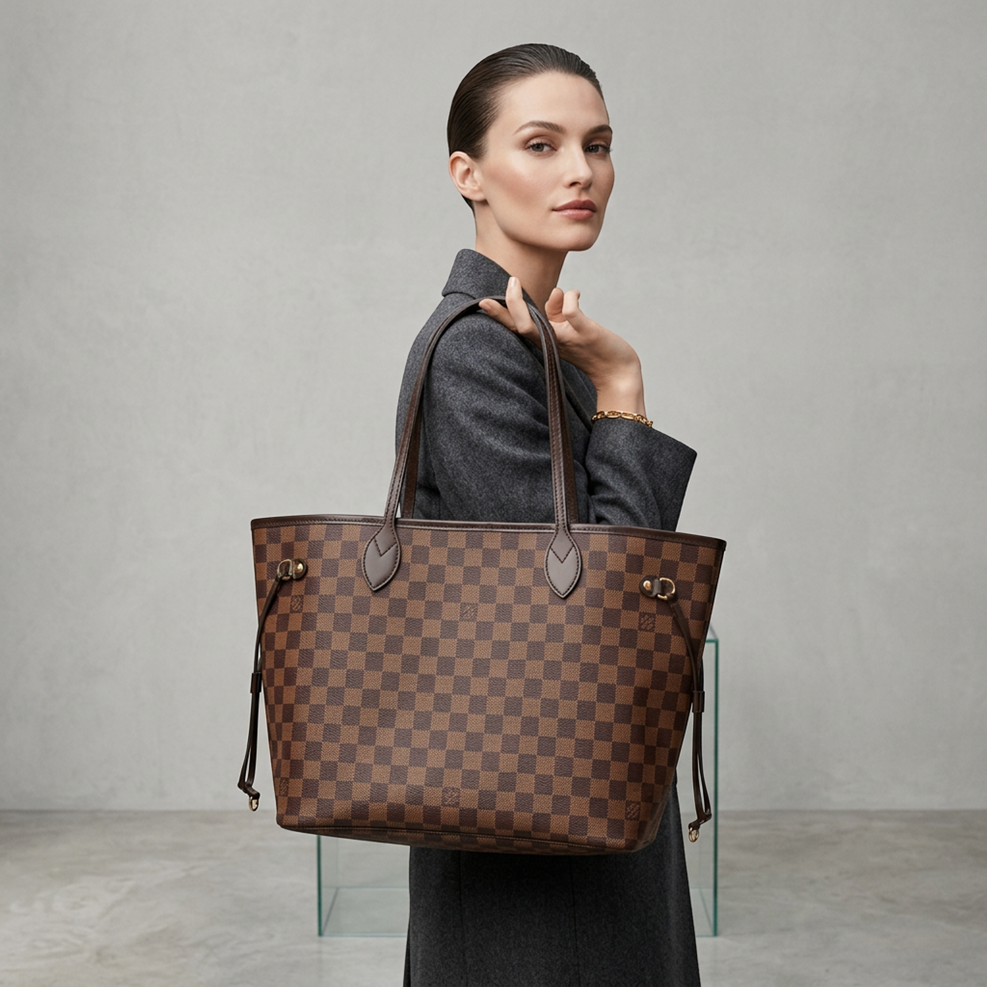 Louis Vuitton Damier Neverfull MM N51105 Women's Tote Bag Brown