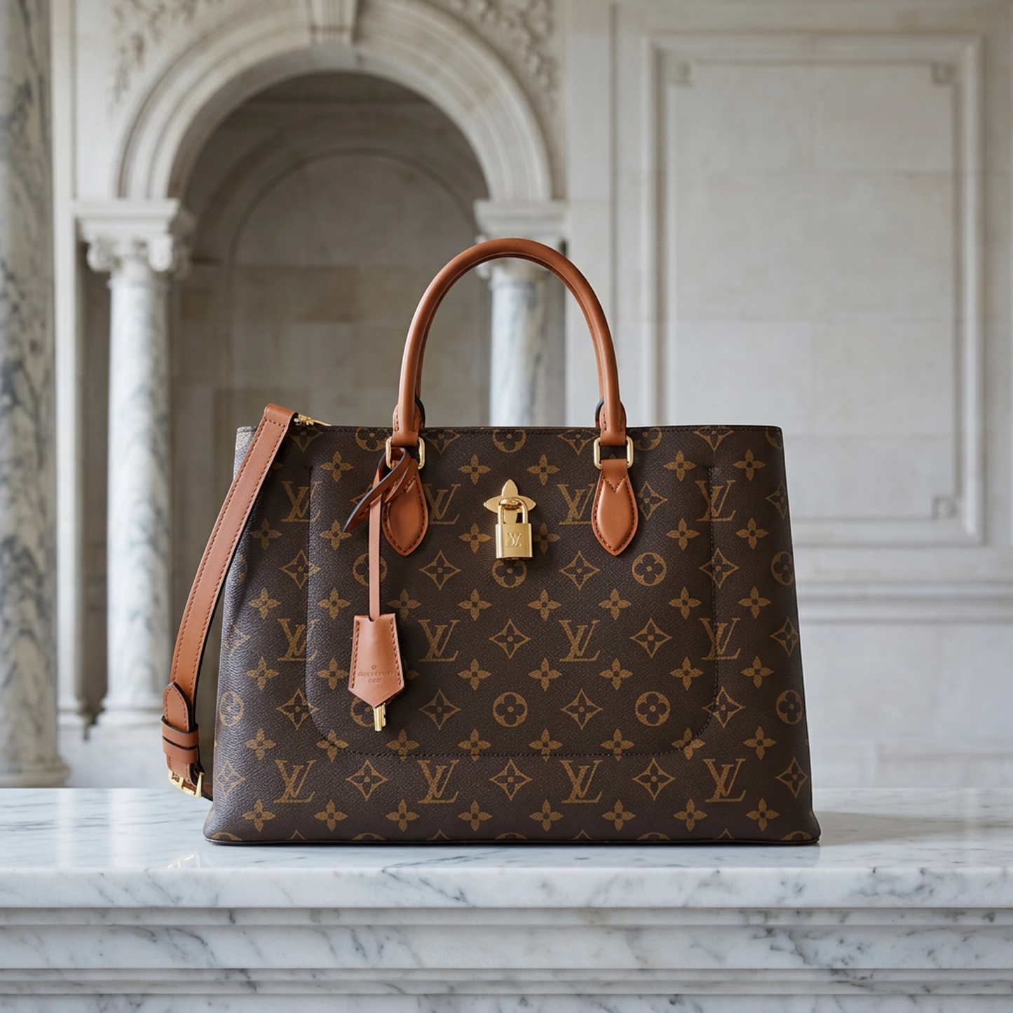 Louis Vuitton Monogram Flower Tote M43770 Women's Handbag,Shoulder Bag Brown,Monogram