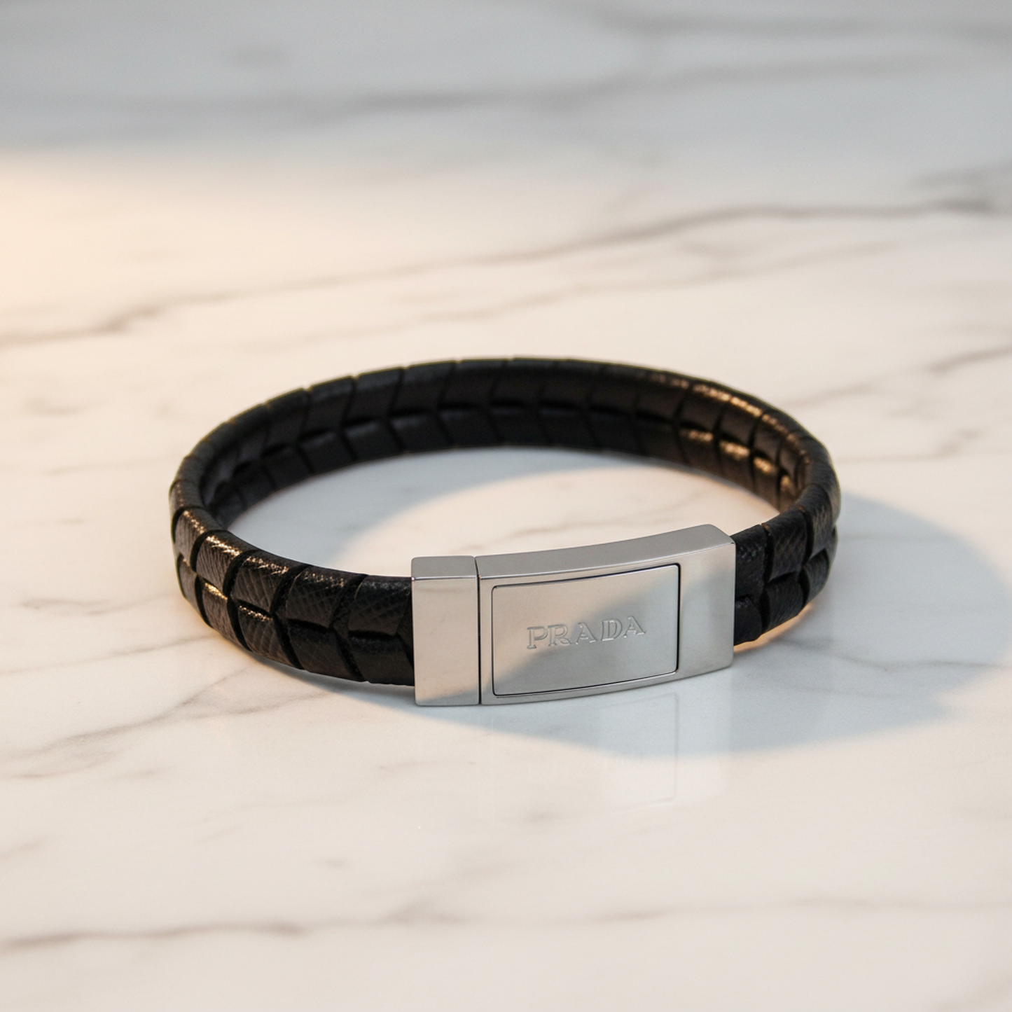 Prada SAFFIANO 2IB150 Leather Bangle Black