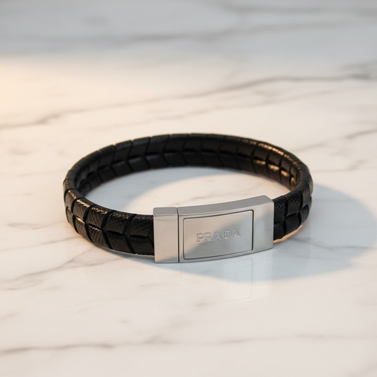 Prada SAFFIANO 2IB150 Leather Bangle Black