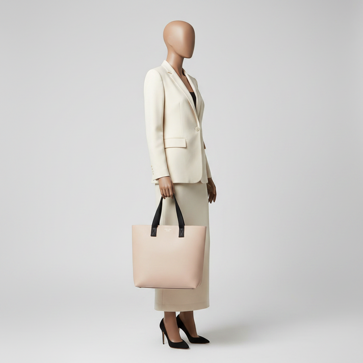 Bvlgari BB Fragment FRGMT BVLGARI × FUJIWARA Men,Women Leather Tote Bag Pink Beige