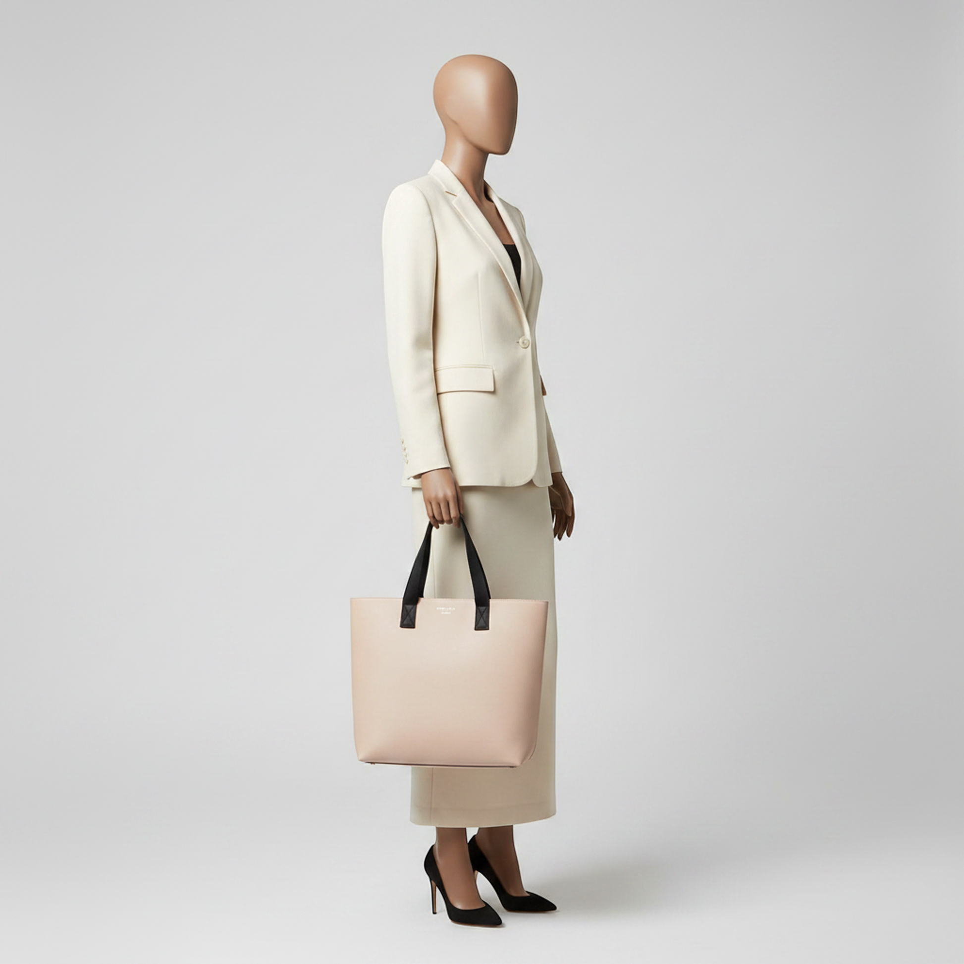 Bvlgari BB Fragment FRGMT BVLGARI × FUJIWARA Men,Women Leather Tote Bag Pink Beige