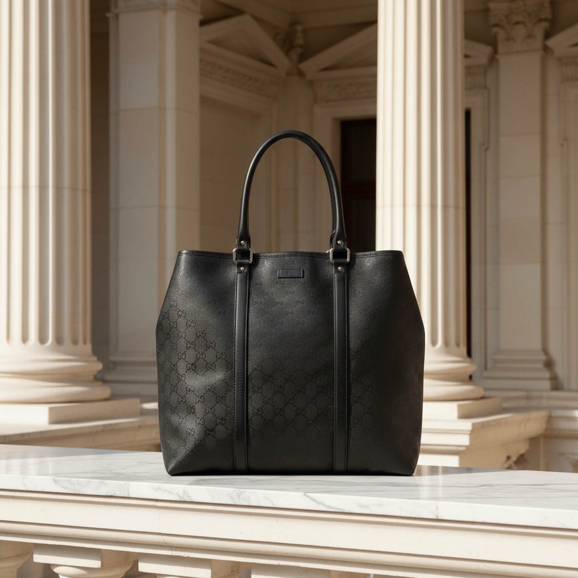 Gucci GG Imprimé 223668 Women,Men GG Imprimé,Leather Tote Bag Black
