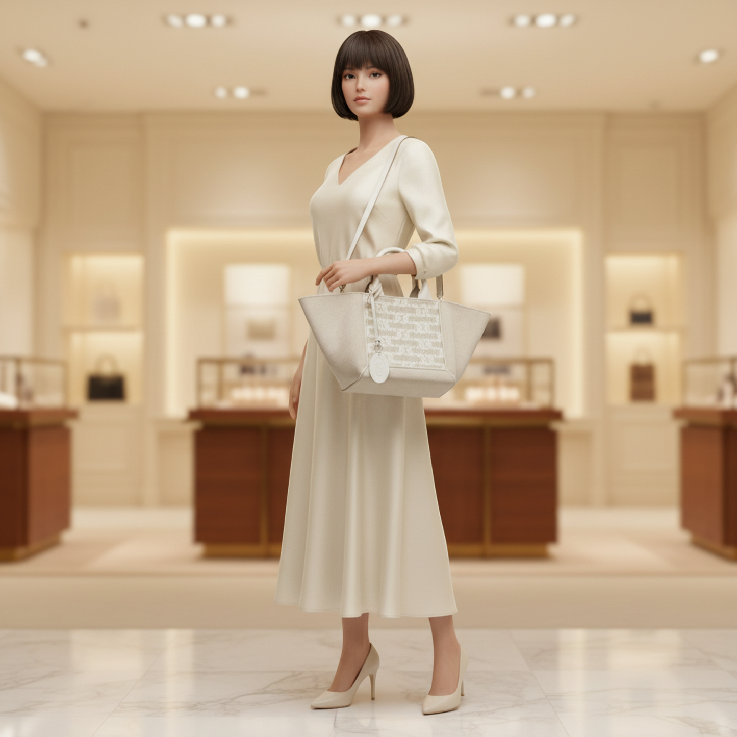 Tod's Double-handle Shopping Bag XBWCLTA0200TIP3Q71 Women's Linen,Cotton Handbag,Tote Bag Light Beige,White