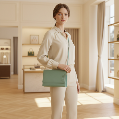 Bally LEANN.O Chain Shoulder Bag Women's Leather Shoulder Bag Green