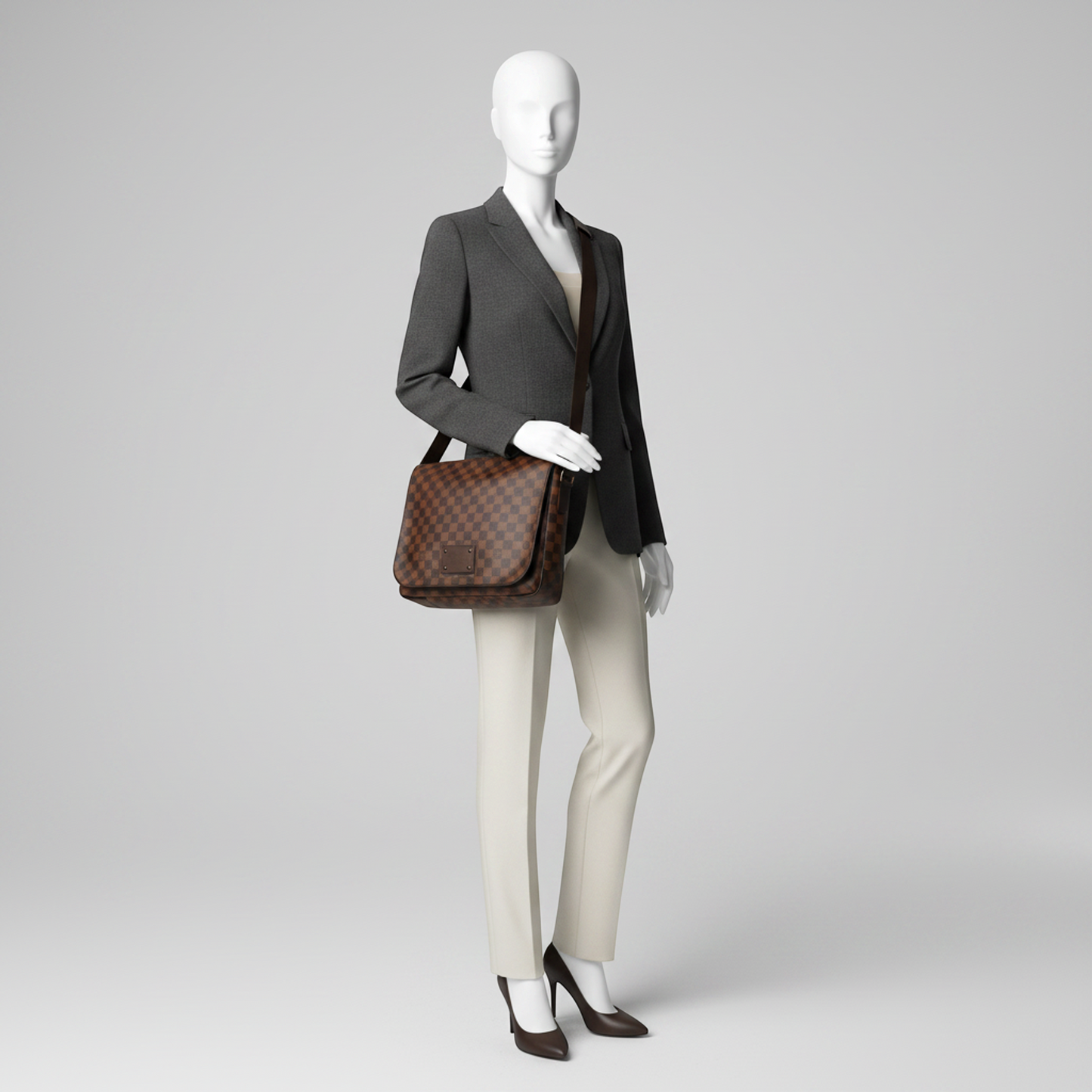Louis Vuitton Damier Brooklyn MM N51211 Men,Women Shoulder Bag Brown,Ebene