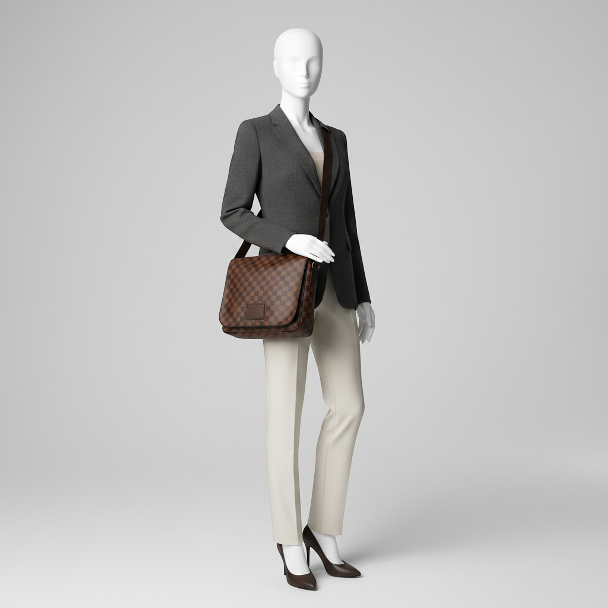 Louis Vuitton Damier Brooklyn MM N51211 Men,Women Shoulder Bag Brown,Ebene