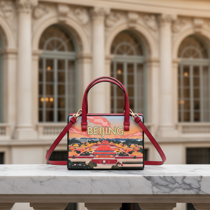 Loewe POSTAL Small Bag BEIJIN 309.37.W85 Women's Leather Handbag,Shoulder Bag Orange,Red Color