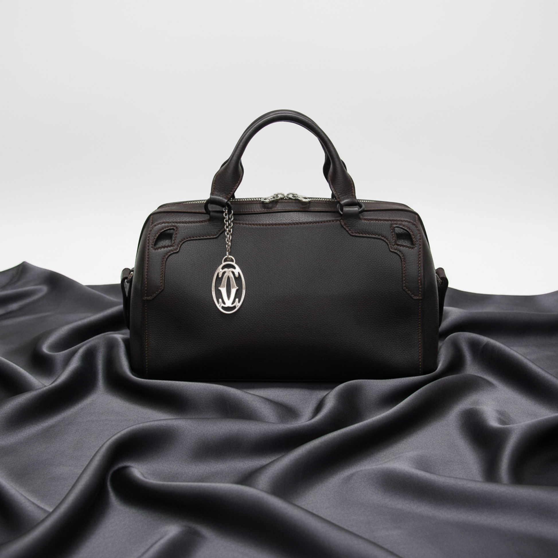 Cartier Marcello Small Boston Bag Women's Leather Boston Bag,Shoulder Bag Black