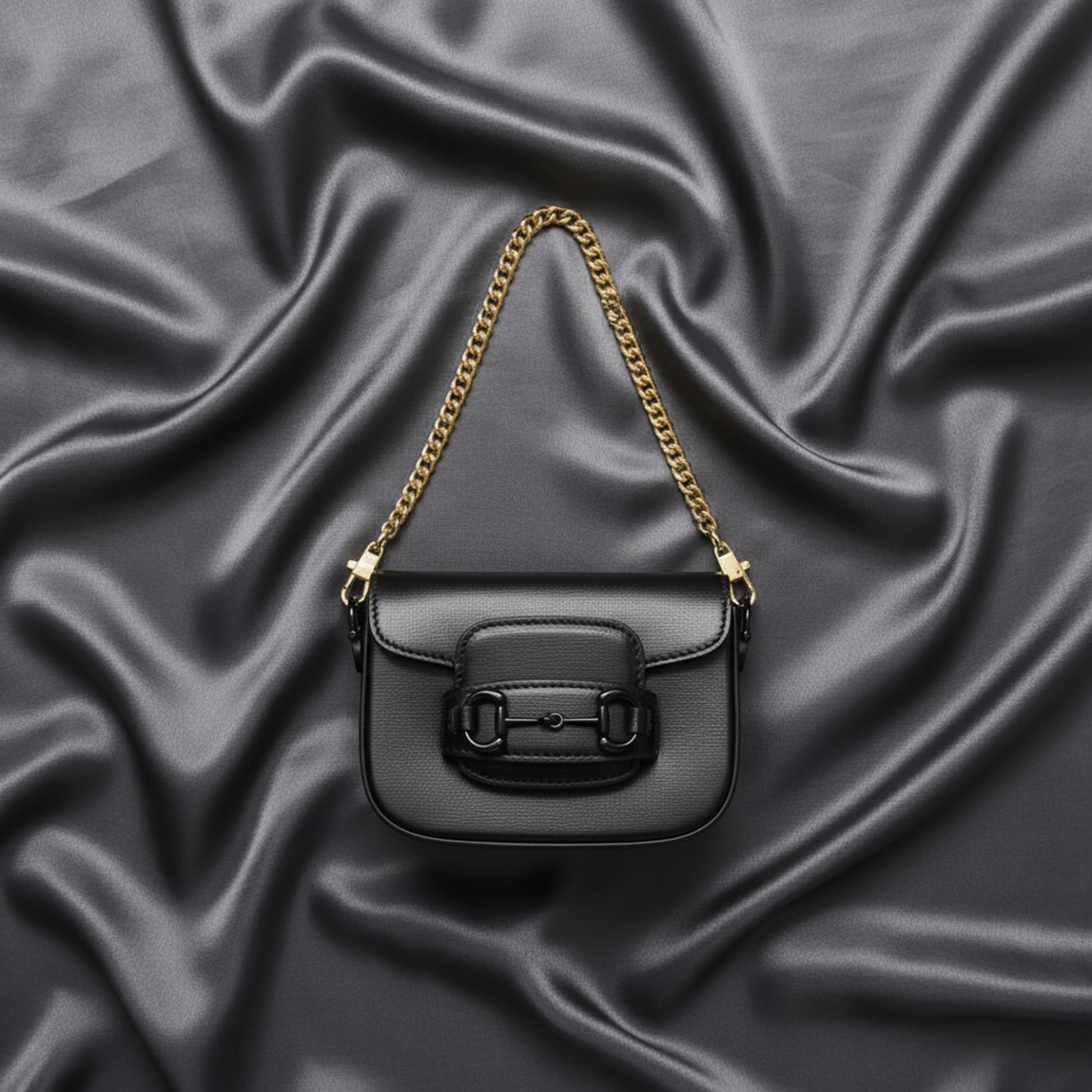 Gucci Horsebit 1955 Mini Bag 726863 Women's Leather Pouch,Shoulder Bag Black
