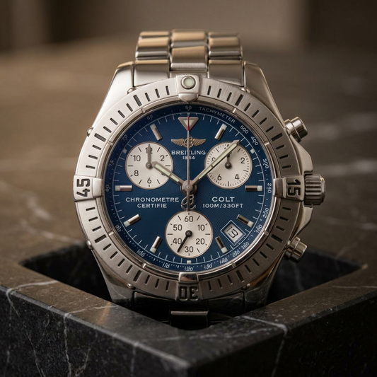 BREITLING Chrono Colt Steel Quartz Mens Watch A73350 Polished