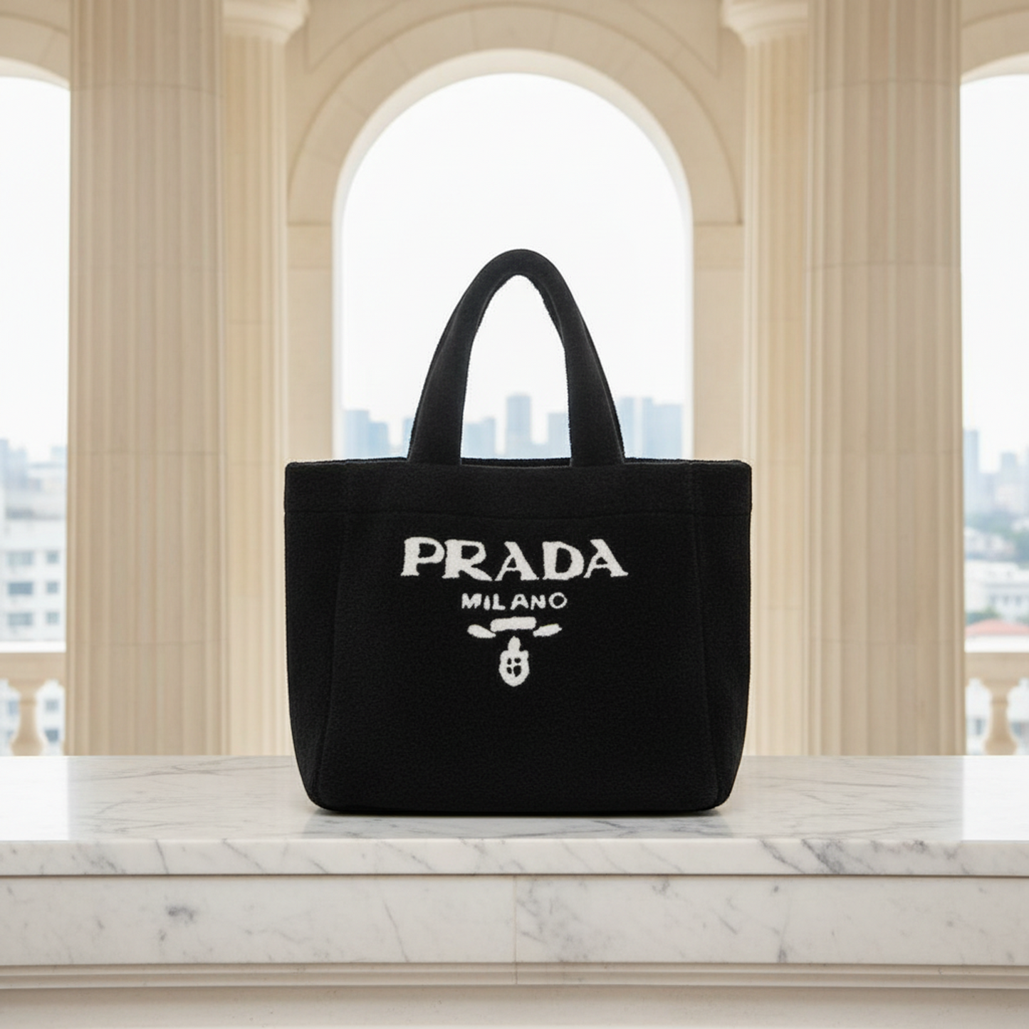 Prada MONTONE 1BF130 Women,Men Fur Tote Bag Black