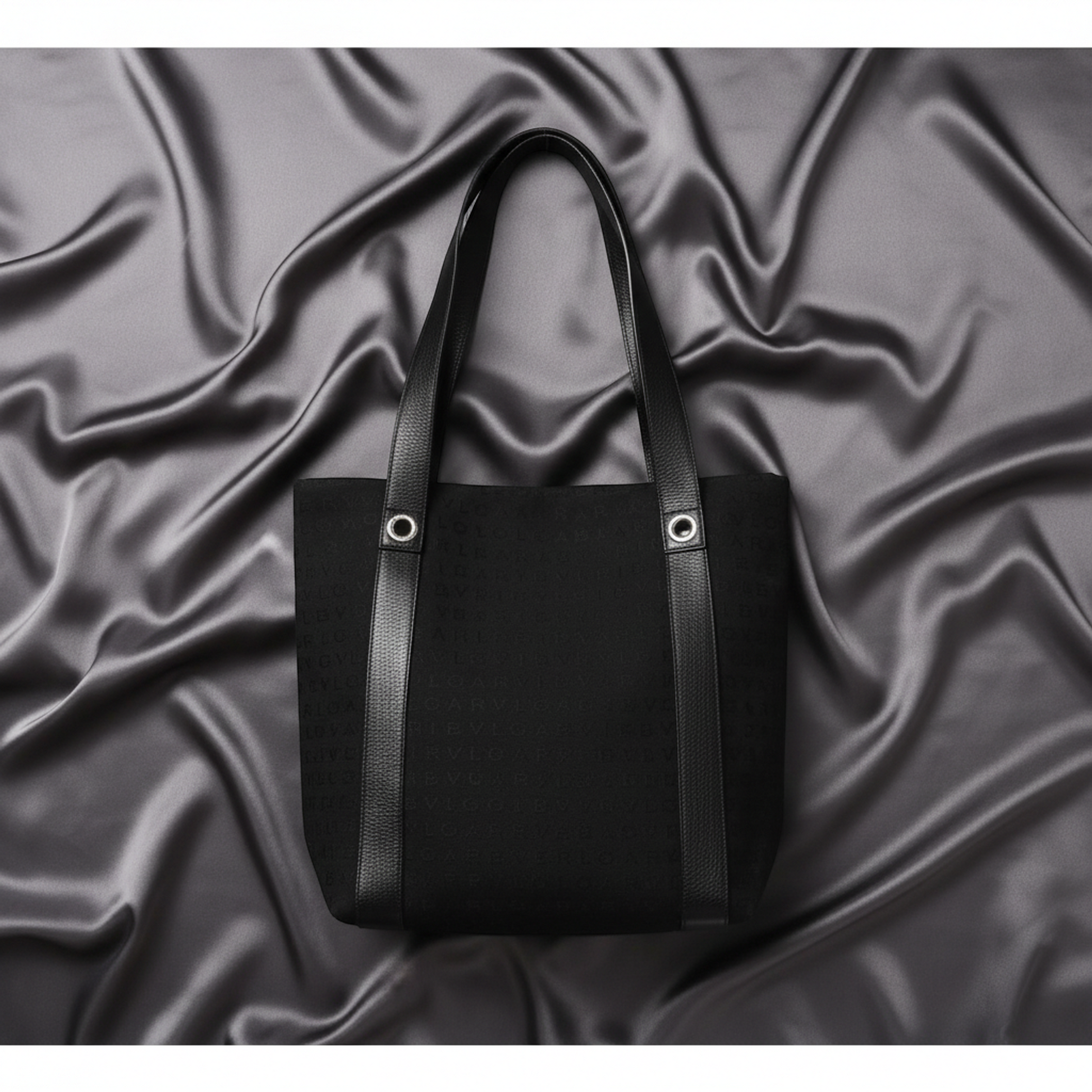 Bvlgari Logomania Women's Canvas,Leather Tote Bag Black