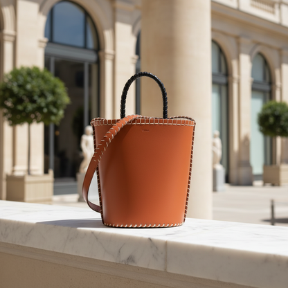 Chloé LOELA Small Bucket CHC22US540H2325M Women's Leather Baguette Bag,Shoulder Bag Brown