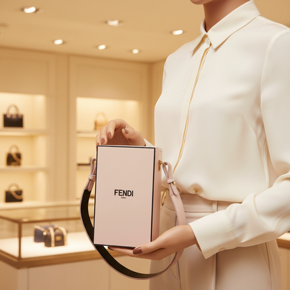 Fendi Box 8BT339 Women's Leather Shoulder Bag Pink