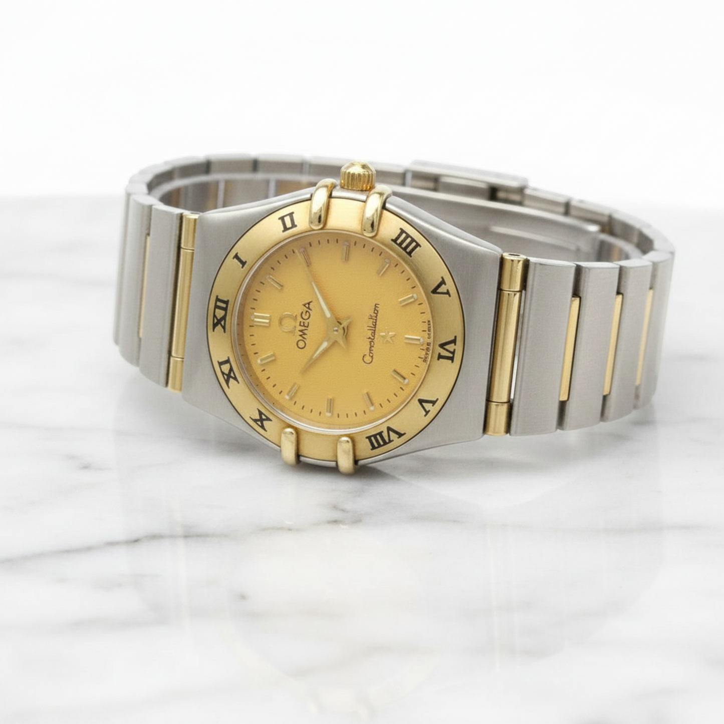 OMEGA Constellation 18K Gold Steel Quartz Ladies Watch 1262.10