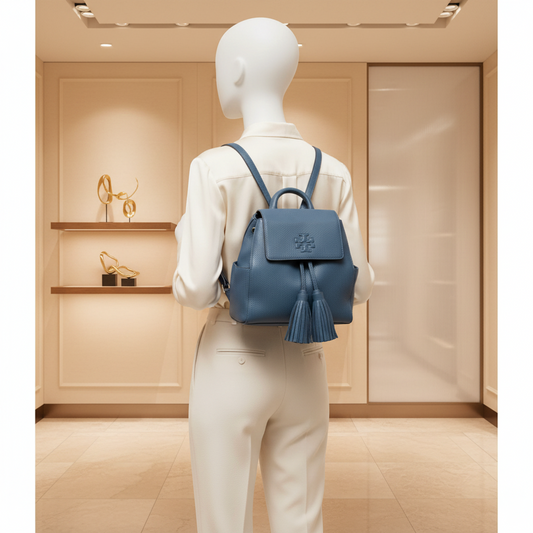 Tory Burch Fringe 79163-1-02544 Women's Leather Backpack Blue