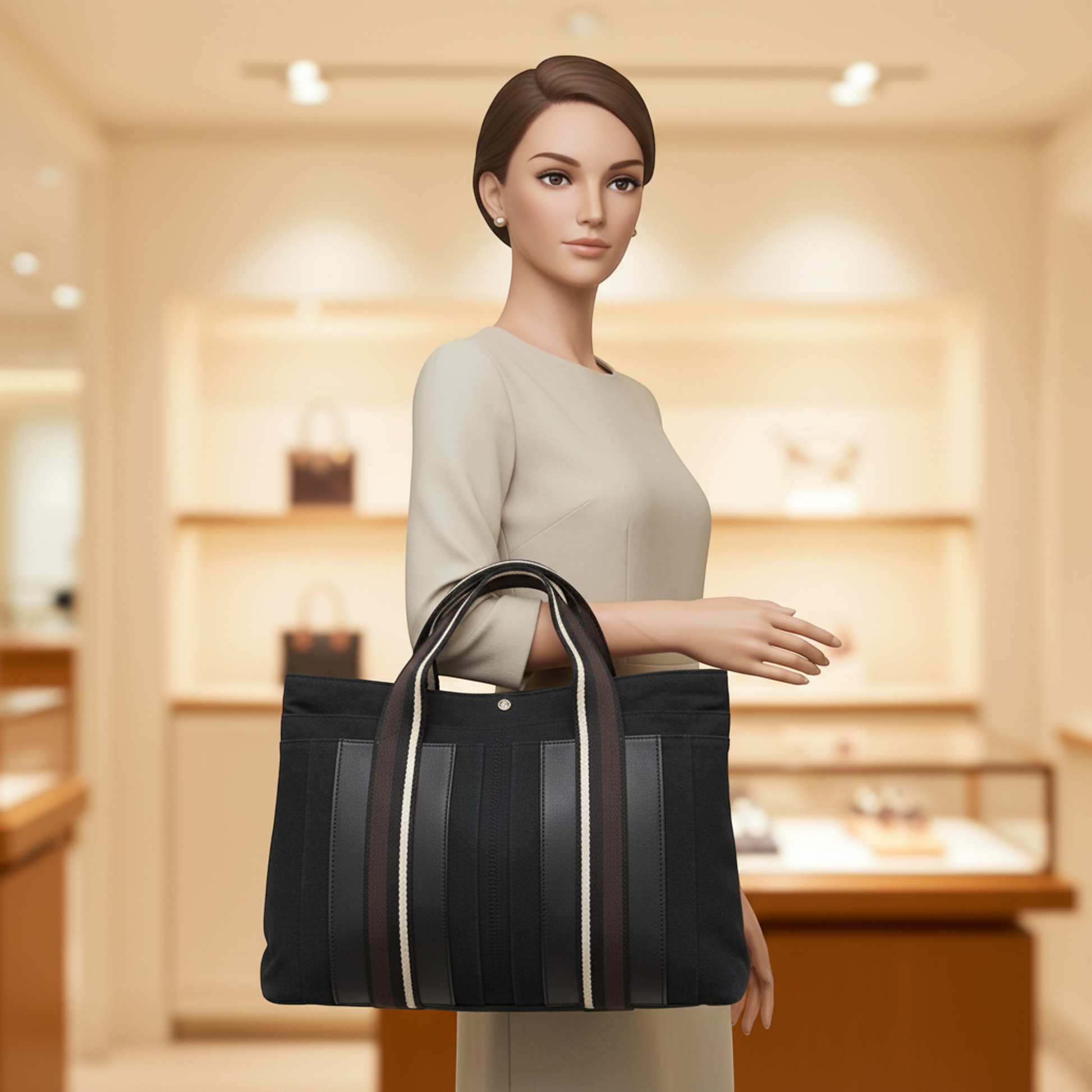 Hermes Troca Horizontal MM Men,Women Leather,Cotton Handbag Black,Dark Brown