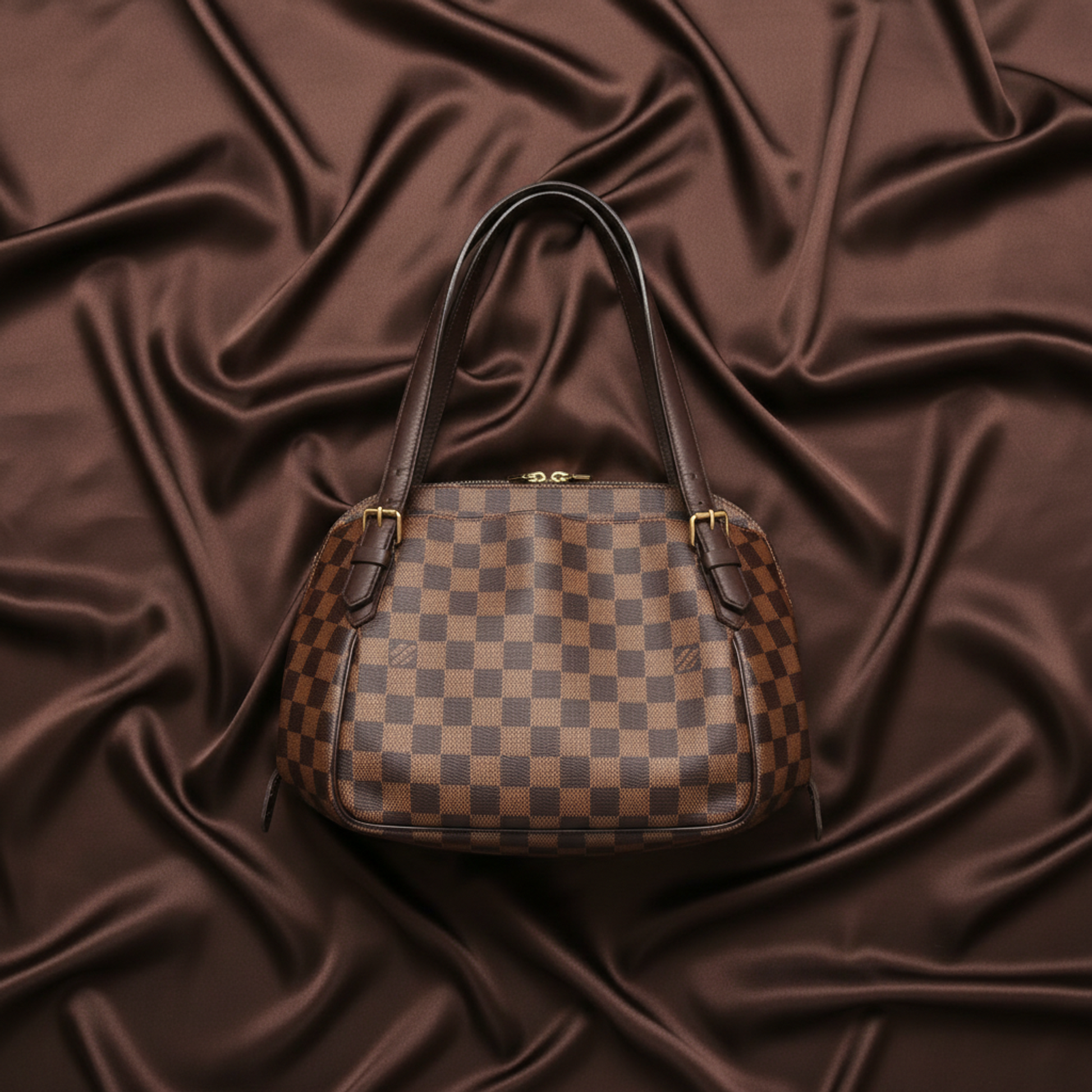 Louis Vuitton Damier Belem MM N51174 Women's Shoulder Bag Brown,Ebene