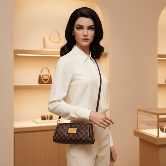 Louis Vuitton Damier Eva N55213 Women's Handbag,Shoulder Bag Brown,Ebene