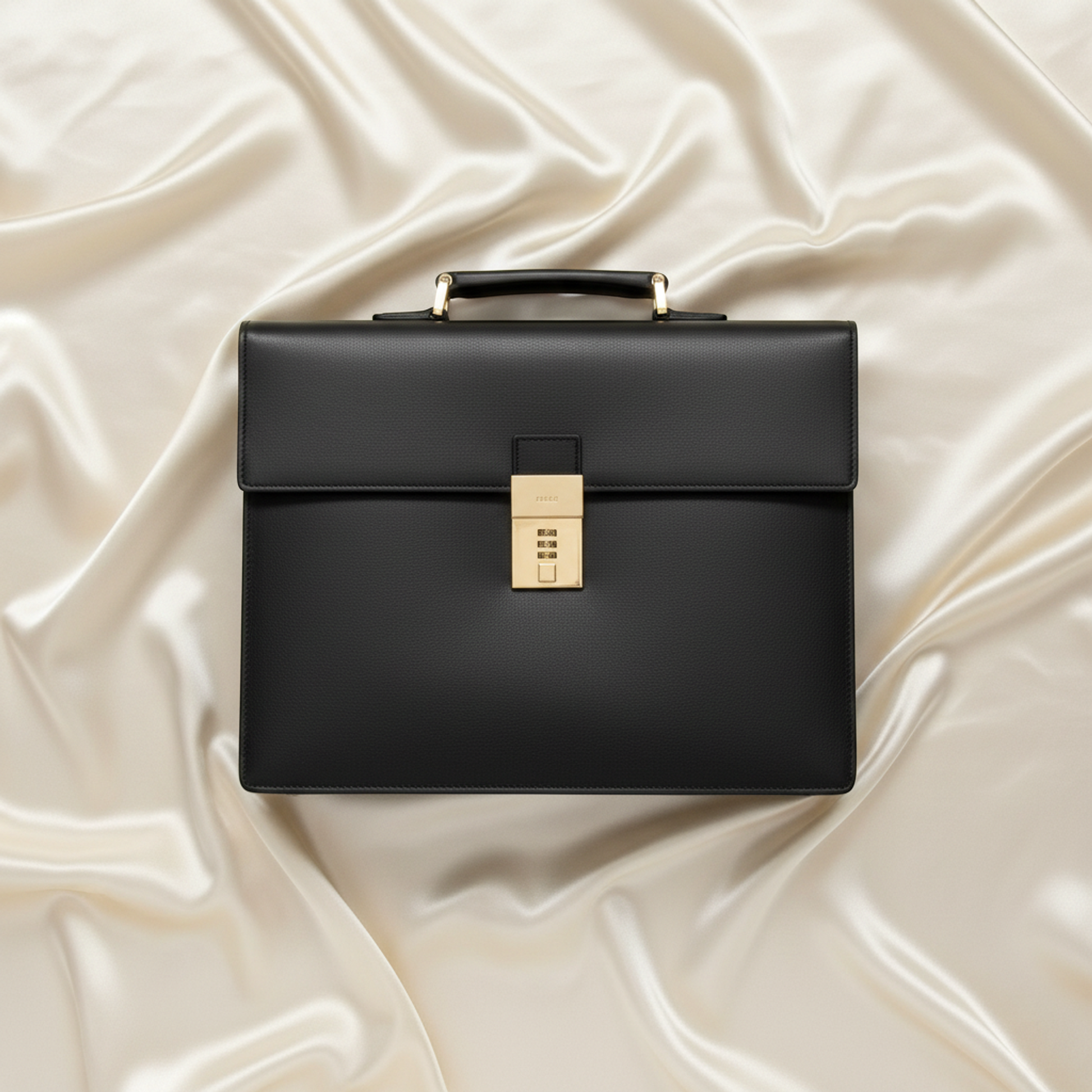 Gucci 015 3714 Men's Leather Briefcase,Document Case Black