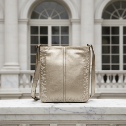 Yves Saint Laurent Rive Gauche 160240 Women's Leather Shoulder Bag Gold