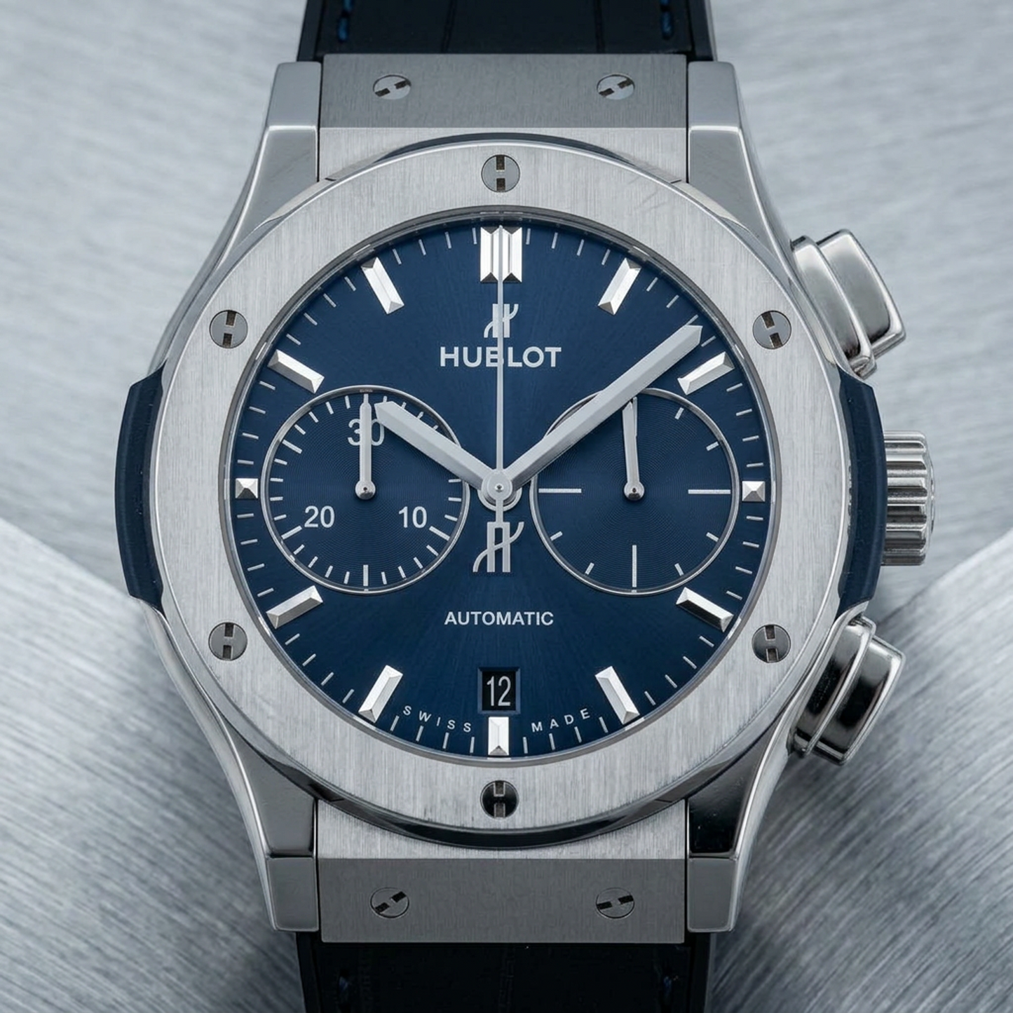 HUBLOT Classic Fusion Titanium Blue Mens Watch 521.NX.7170.LR Polished