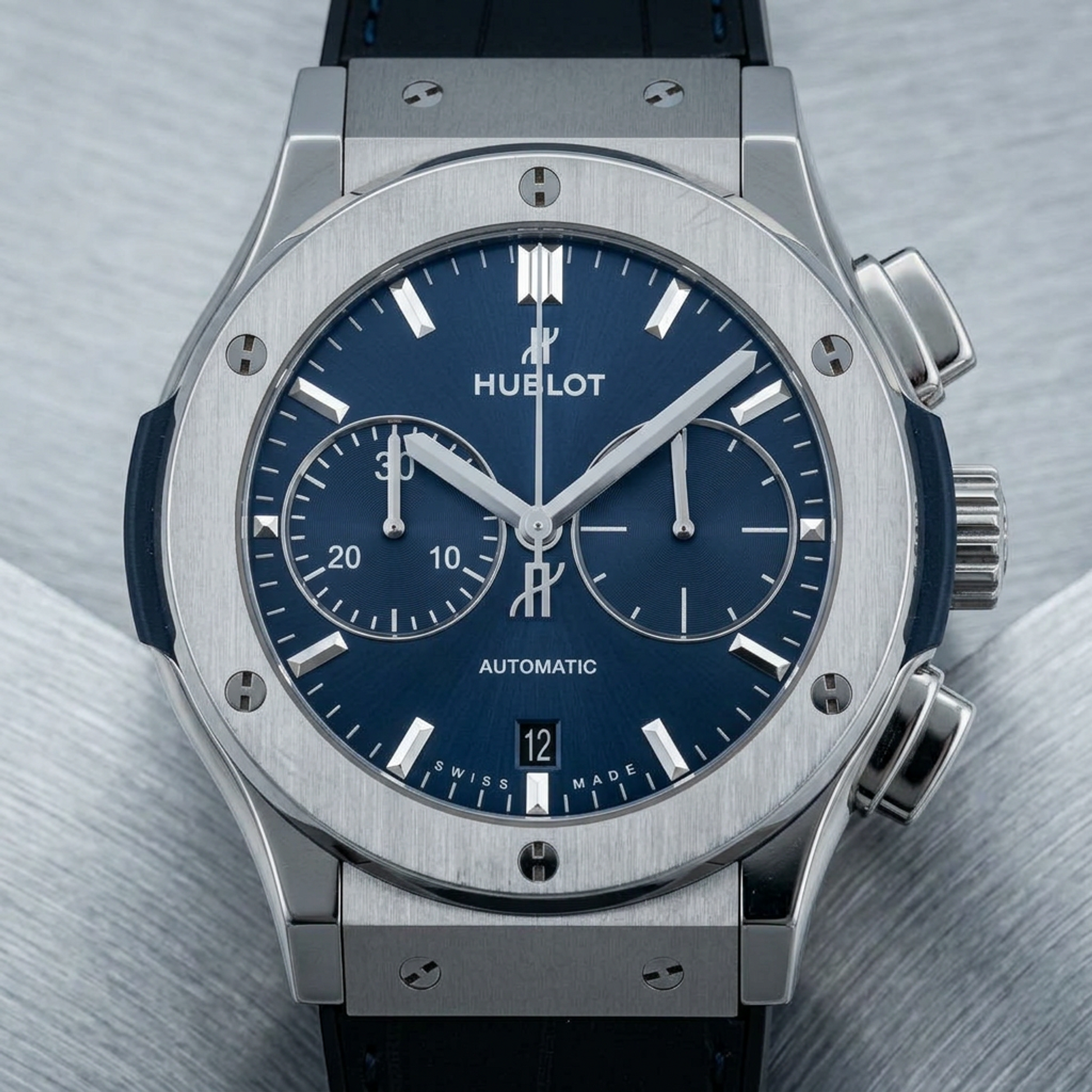 HUBLOT Classic Fusion Titanium Blue Mens Watch 521.NX.7170.LR Polished
