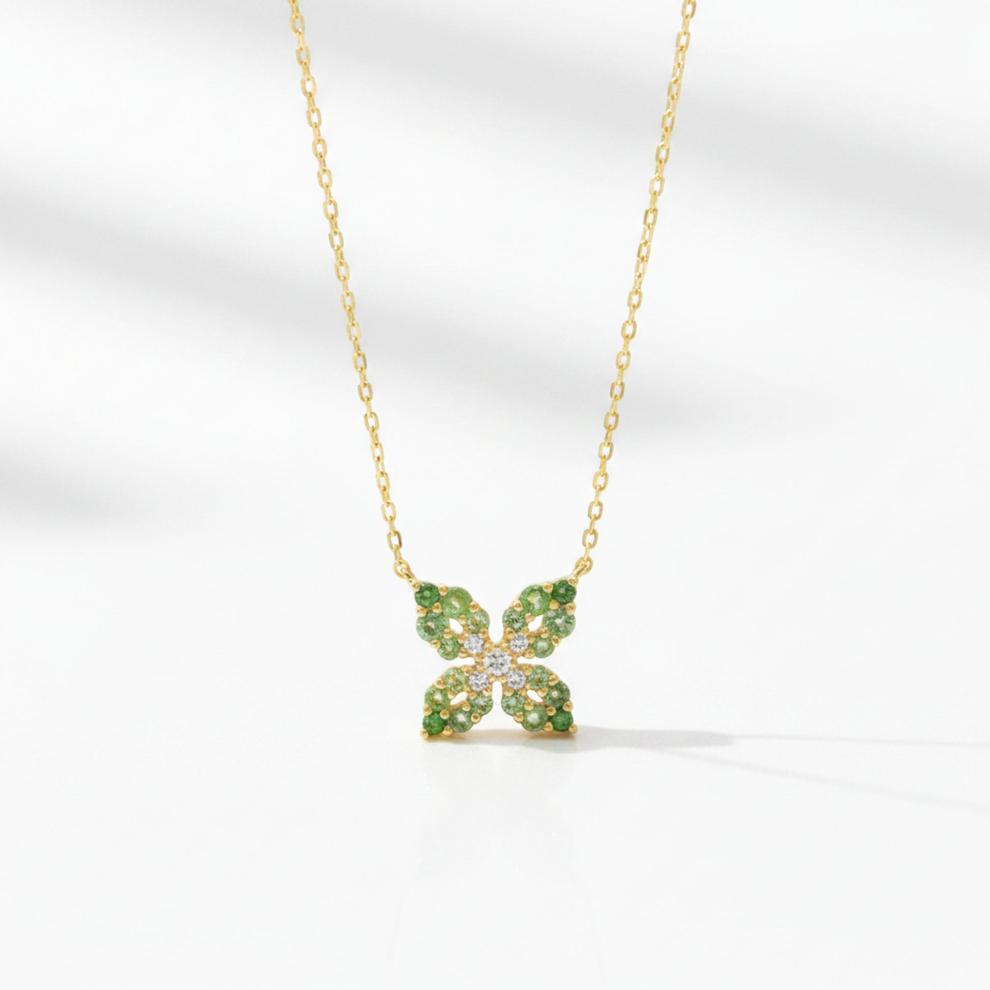 Vendome Aoyama Butterfly Colored Stone Necklace Yellow Gold (18K) Color Stone Men,Women Fashion Pendant Necklace (Gold)