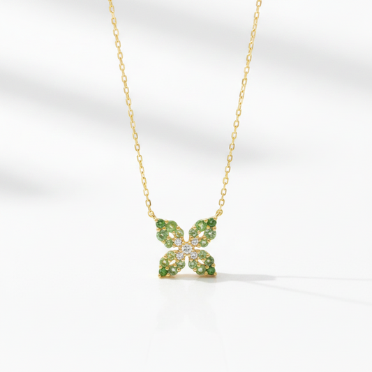 Vendome Aoyama Butterfly Colored Stone Necklace Yellow Gold (18K) Color Stone Men,Women Fashion Pendant Necklace (Gold)