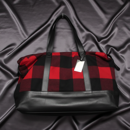 Celine Check Pattern MC99/2 Men,Women Wool,Leather Boston Bag,Shoulder Bag Black,Red Color